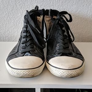 Helix Black leather high top fashion sneakers